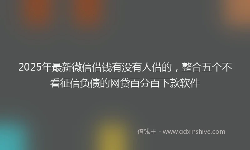 2025年最新微信借钱有没有人借的，整合五个不看征信负债的网贷百分百下款软件