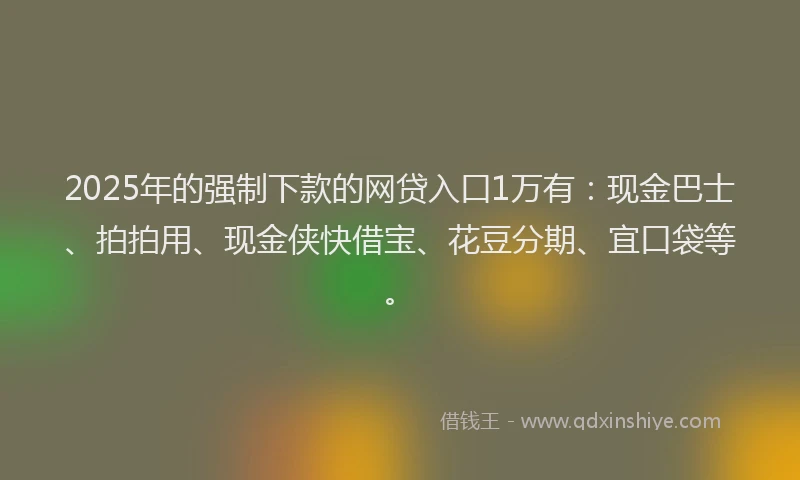 2025年的强制下款的网贷入口1万有：现金巴士、拍拍用、现金侠快借宝、花豆分期、宜口袋等。