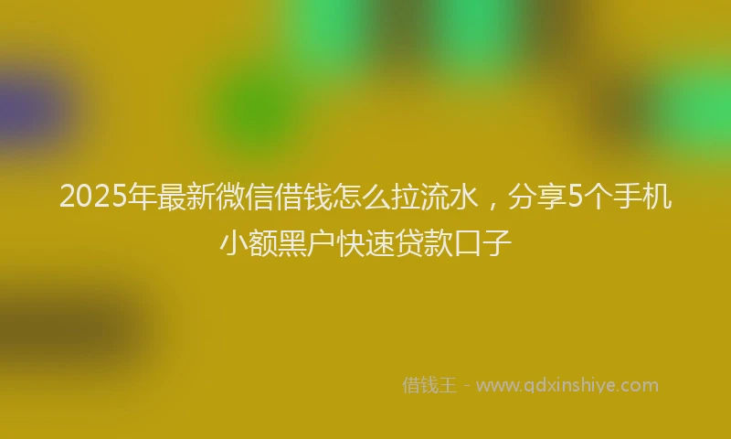 2025年最新微信借钱怎么拉流水，分享5个手机小额黑户快速贷款口子