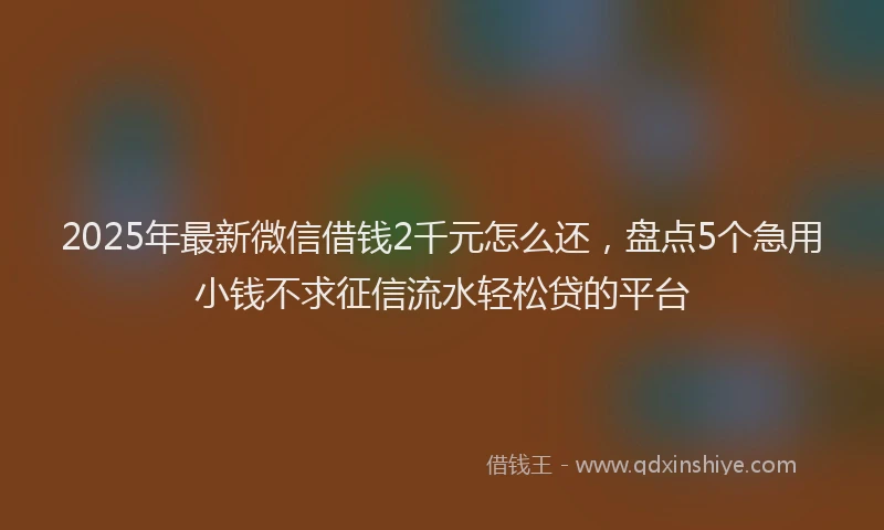 2025年最新微信借钱2千元怎么还，盘点5个急用小钱不求征信流水轻松贷的平台