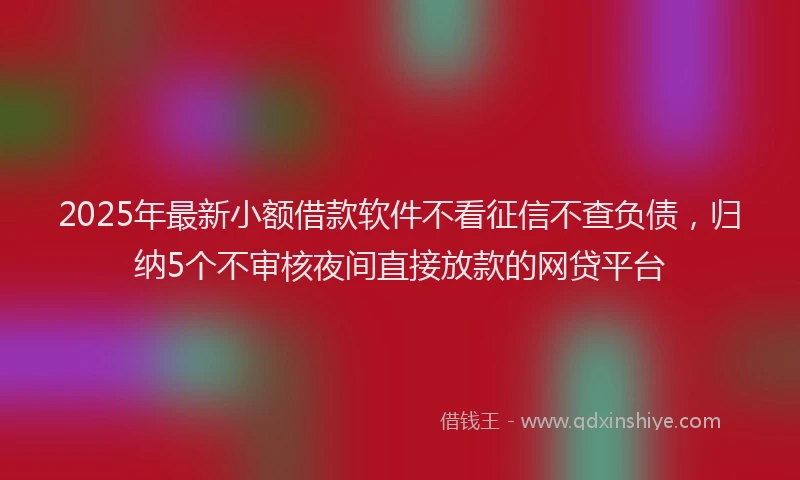 2025年最新小额借款软件不看征信不查负债，归纳5个不审核夜间直接放款的网贷平台