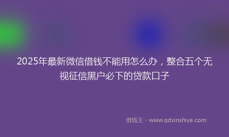 2025年最新微信借钱不能用怎么办，整合五个无视征信黑户必下的贷款口子