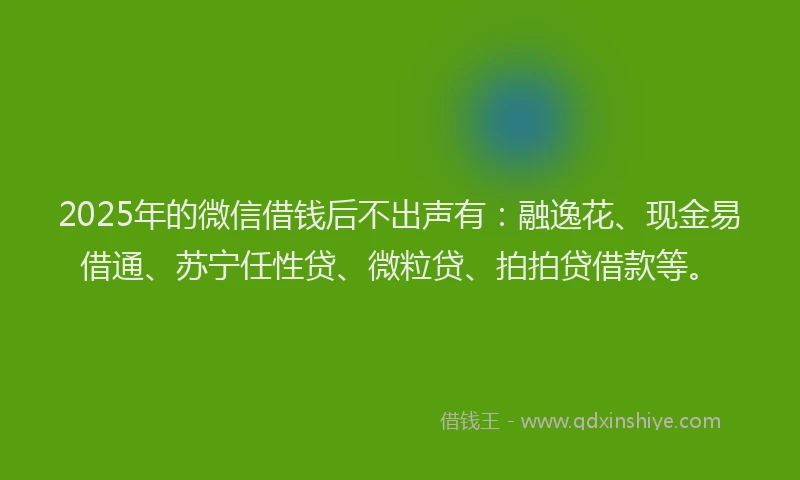 2025年的微信借钱后不出声有：融逸花、现金易借通、苏宁任性贷、微粒贷、拍拍贷借款等。