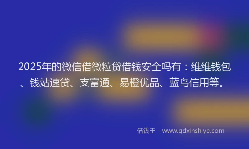 2025年的微信借微粒贷借钱安全吗有：维维钱包、钱站速贷、支富通、易橙优品、蓝鸟信用等。