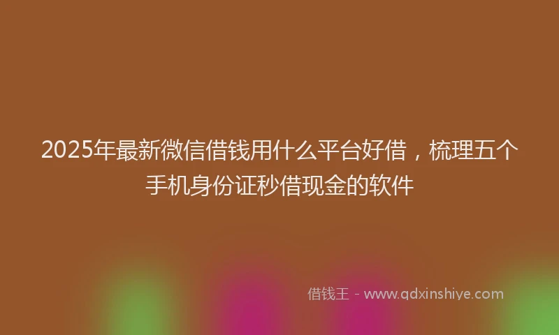 2025年最新微信借钱用什么平台好借，梳理五个手机身份证秒借现金的软件