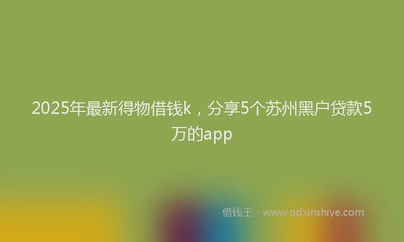 2025年最新得物借钱k，分享5个苏州黑户贷款5万的app