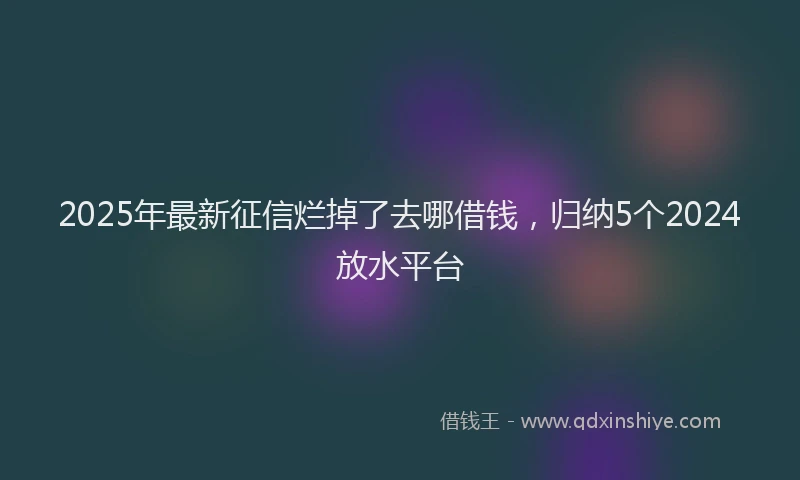 2025年最新征信烂掉了去哪借钱，归纳5个2024放水平台