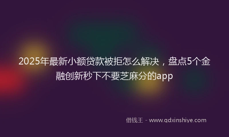 2025年最新小额贷款被拒怎么解决，盘点5个金融创新秒下不要芝麻分的app