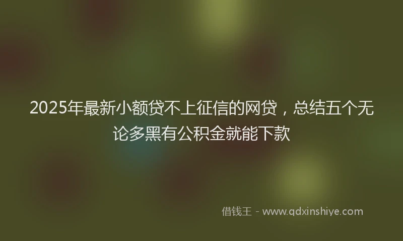 2025年最新小额贷不上征信的网贷，总结五个无论多黑有公积金就能下款