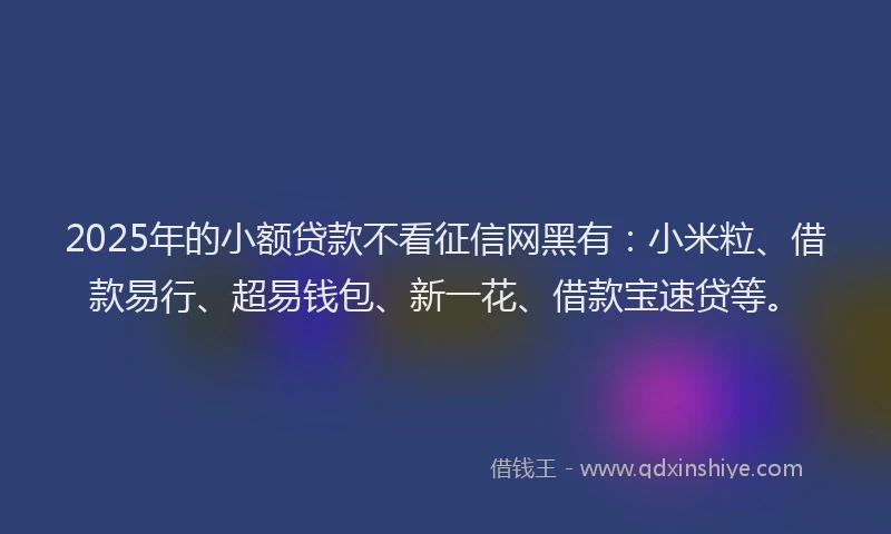 2025年的小额贷款不看征信网黑有：小米粒、借款易行、超易钱包、新一花、借款宝速贷等。