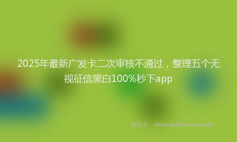 2025年最新广发卡二次审核不通过，整理五个无视征信黑白100%秒下app