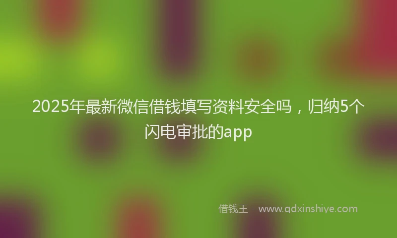 2025年最新微信借钱填写资料安全吗，归纳5个闪电审批的app
