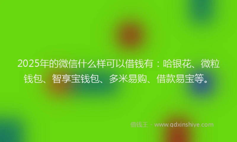 2025年的微信什么样可以借钱有：哈银花、微粒钱包、智享宝钱包、多米易购、借款易宝等。