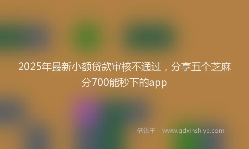 2025年最新小额贷款审核不通过，分享五个芝麻分700能秒下的app