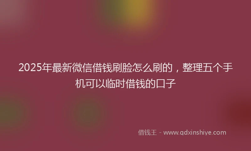 2025年最新微信借钱刷脸怎么刷的，整理五个手机可以临时借钱的口子