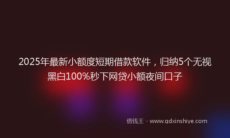 2025年最新小额度短期借款软件，归纳5个无视黑白100%秒下网贷小额夜间口子