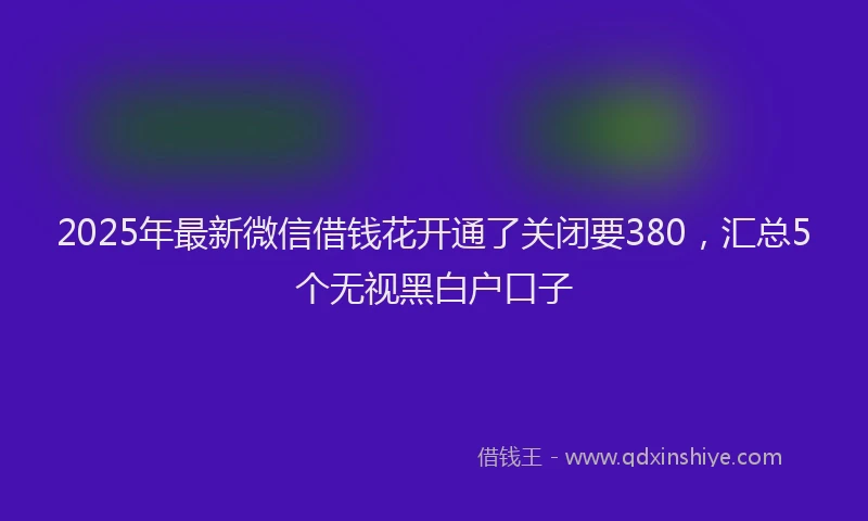2025年最新微信借钱花开通了关闭要380，汇总5个无视黑白户口子
