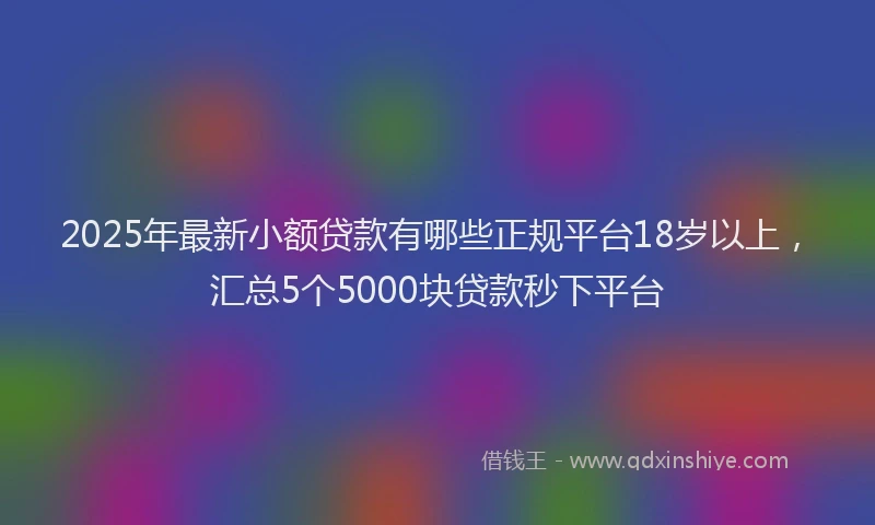 2025年最新小额贷款有哪些正规平台18岁以上，汇总5个5000块贷款秒下平台