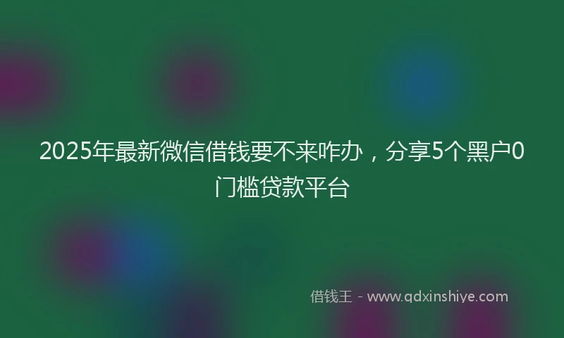2025年最新微信借钱要不来咋办，分享5个黑户0门槛贷款平台