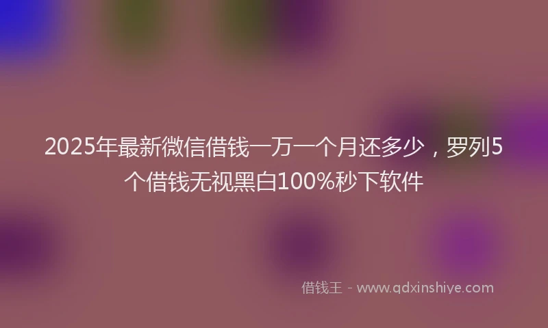 2025年最新微信借钱一万一个月还多少，罗列5个借钱无视黑白100%秒下软件