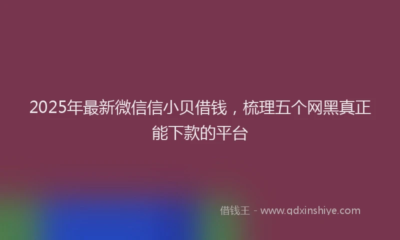 2025年最新微信信小贝借钱，梳理五个网黑真正能下款的平台