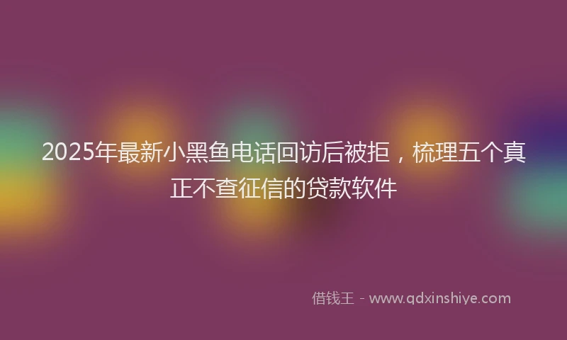 2025年最新小黑鱼电话回访后被拒，梳理五个真正不查征信的贷款软件