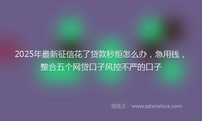 2025年最新征信花了贷款秒拒怎么办，急用钱，整合五个网贷口子风控不严的口子