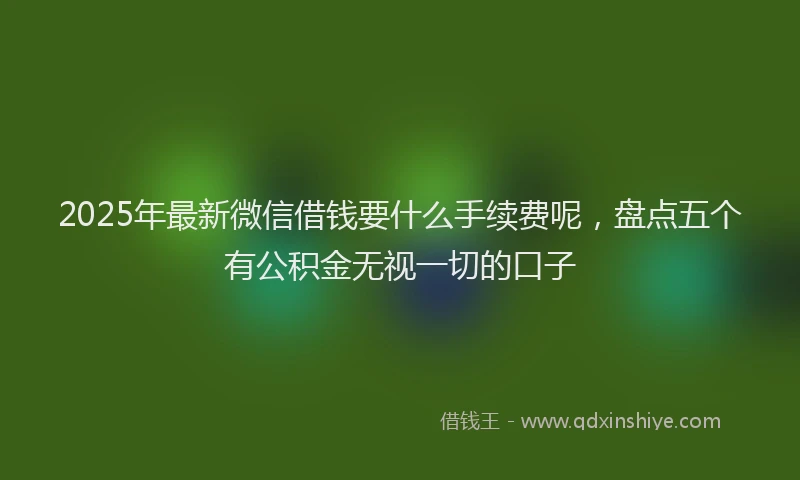 2025年最新微信借钱要什么手续费呢，盘点五个有公积金无视一切的口子