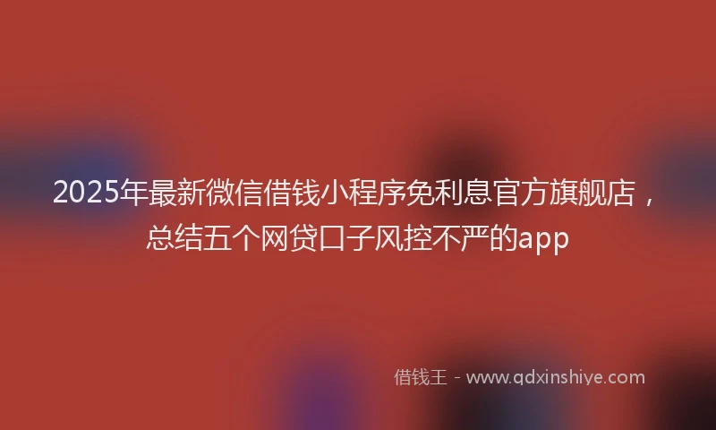 2025年最新微信借钱小程序免利息官方旗舰店，总结五个网贷口子风控不严的app