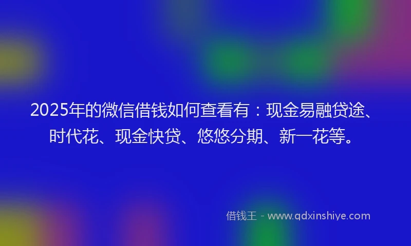 2025年的微信借钱如何查看有：现金易融贷途、时代花、现金快贷、悠悠分期、新一花等。