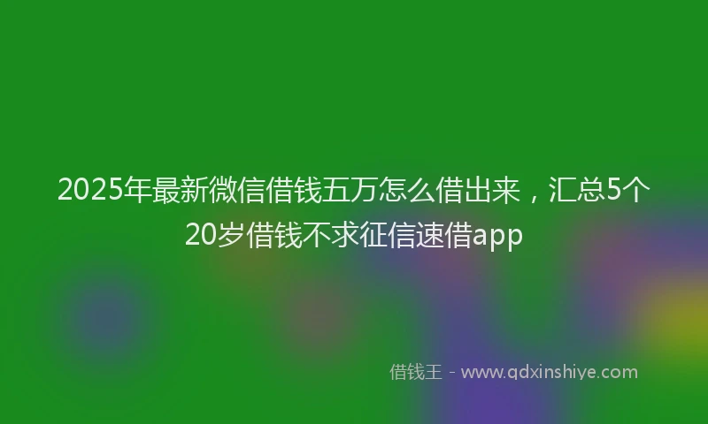 2025年最新微信借钱五万怎么借出来，汇总5个20岁借钱不求征信速借app