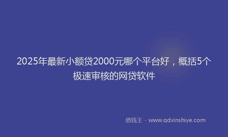 2025年最新小额贷2000元哪个平台好，概括5个极速审核的网贷软件