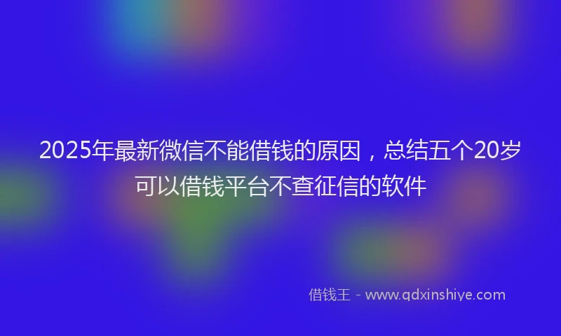 2025年最新微信不能借钱的原因，总结五个20岁可以借钱平台不查征信的软件