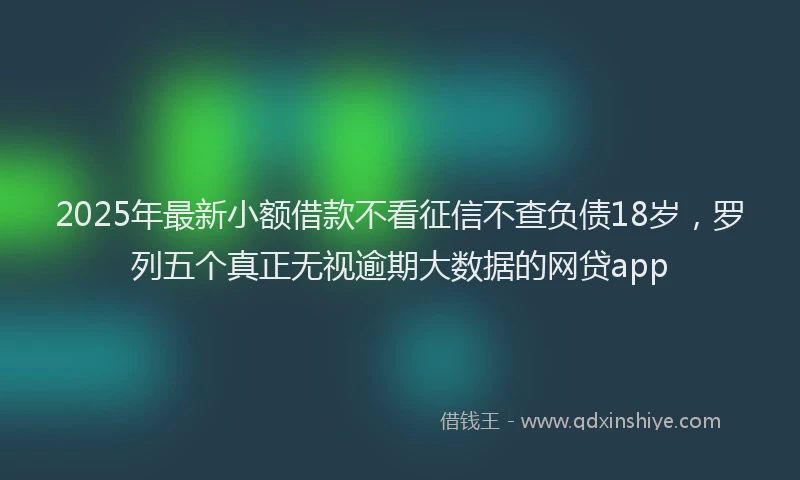 2025年最新小额借款不看征信不查负债18岁，罗列五个真正无视逾期大数据的网贷app
