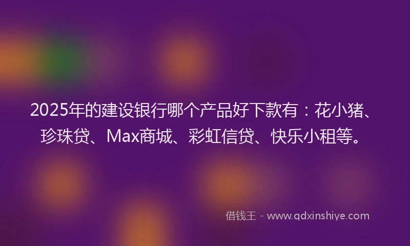2025年的建设银行哪个产品好下款有：花小猪、珍珠贷、Max商城、彩虹信贷、快乐小租等。