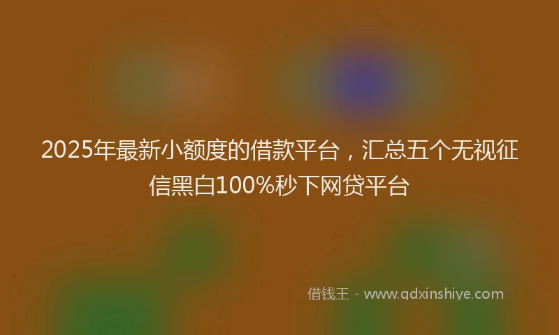 2025年最新小额度的借款平台，汇总五个无视征信黑白100%秒下网贷平台