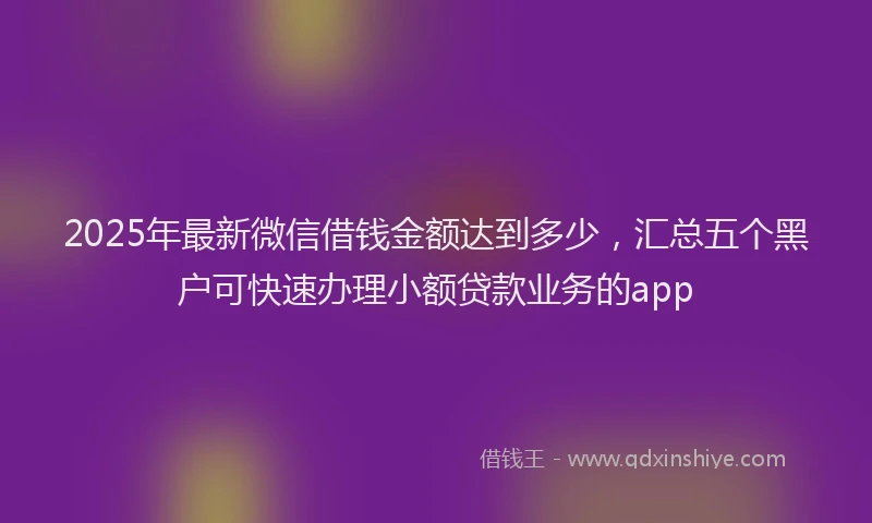 2025年最新微信借钱金额达到多少，汇总五个黑户可快速办理小额贷款业务的app