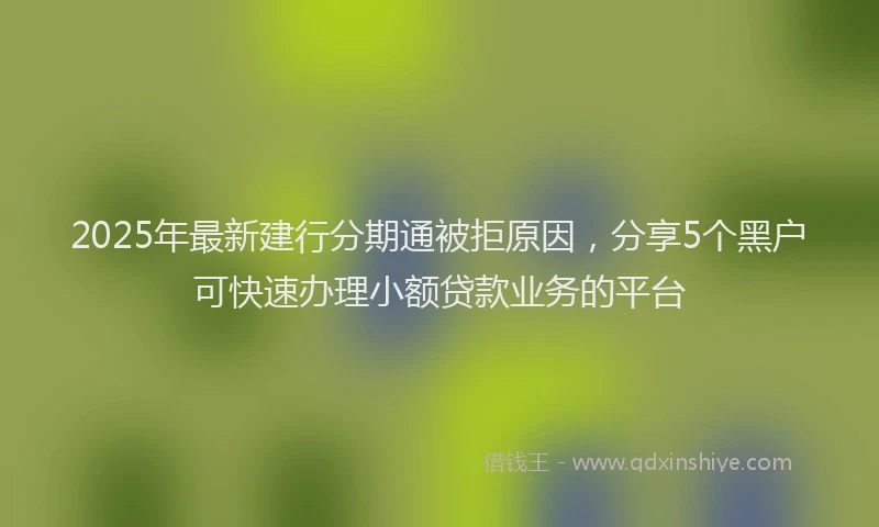 2025年最新建行分期通被拒原因，分享5个黑户可快速办理小额贷款业务的平台