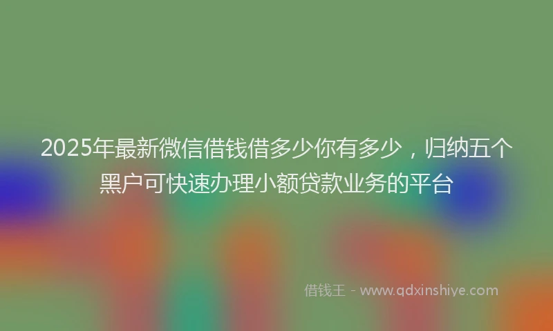 2025年最新微信借钱借多少你有多少，归纳五个黑户可快速办理小额贷款业务的平台