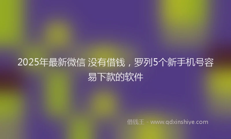 2025年最新微信 没有借钱，罗列5个新手机号容易下款的软件