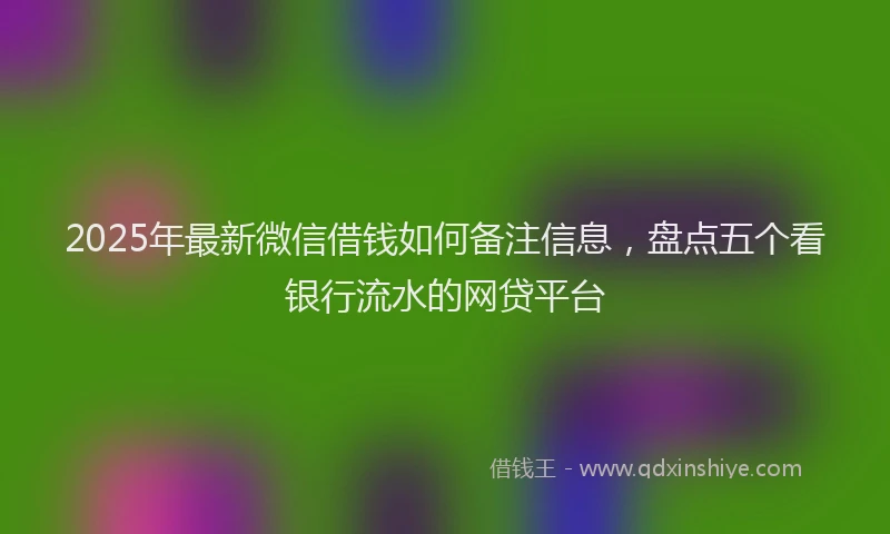 2025年最新微信借钱如何备注信息，盘点五个看银行流水的网贷平台