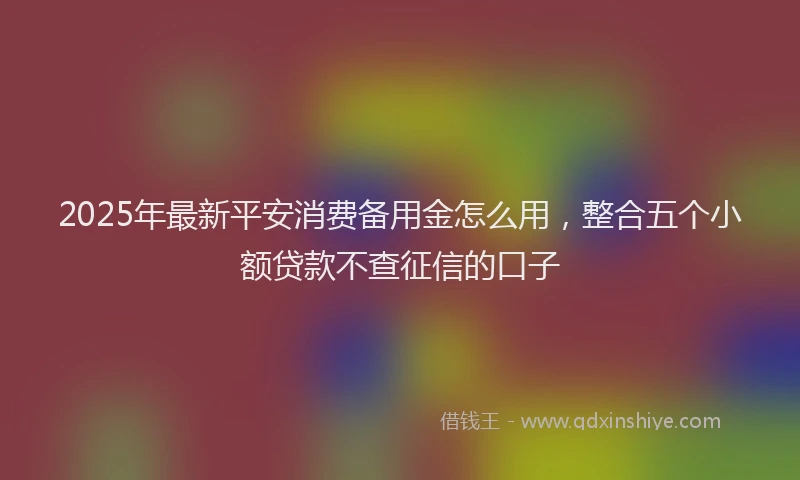 2025年最新平安消费备用金怎么用，整合五个小额贷款不查征信的口子