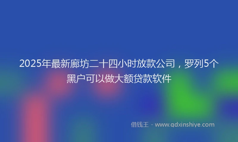 2025年最新廊坊二十四小时放款公司，罗列5个黑户可以做大额贷款软件