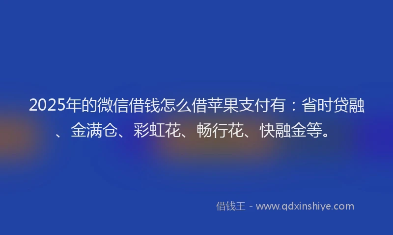 2025年的微信借钱怎么借苹果支付有：省时贷融、金满仓、彩虹花、畅行花、快融金等。