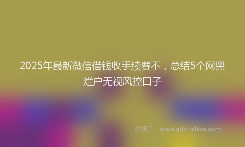 2025年最新微信借钱收手续费不，总结5个网黑烂户无视风控口子