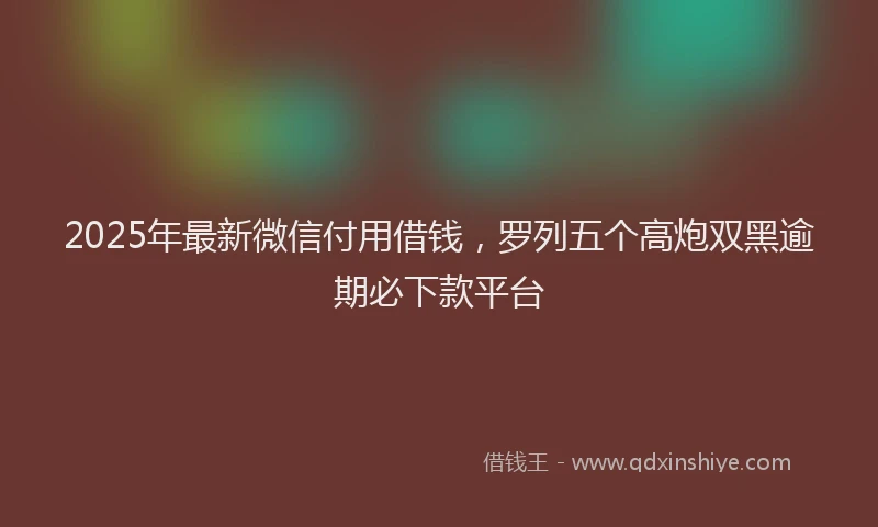 2025年最新微信付用借钱，罗列五个高炮双黑逾期必下款平台