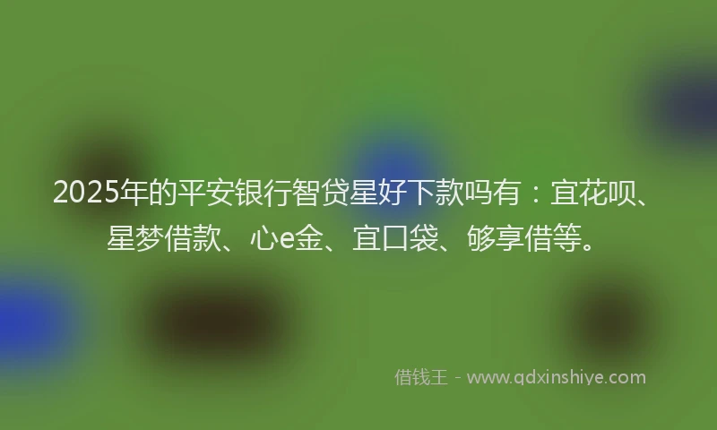 2025年的平安银行智贷星好下款吗有：宜花呗、星梦借款、心e金、宜口袋、够享借等。