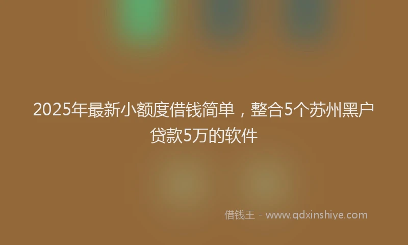 2025年最新小额度借钱简单，整合5个苏州黑户贷款5万的软件
