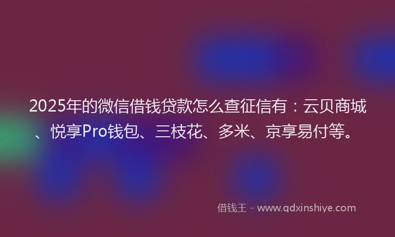2025年的微信借钱贷款怎么查征信有：云贝商城、悦享Pro钱包、三枝花、多米、京享易付等。