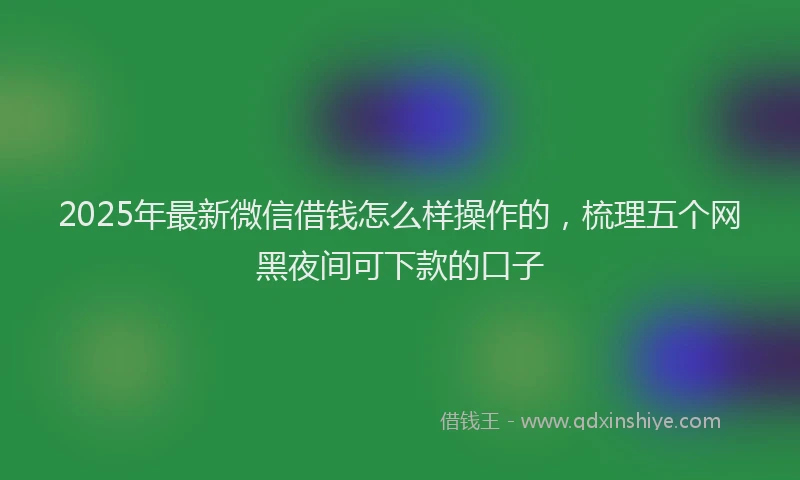 2025年最新微信借钱怎么样操作的，梳理五个网黑夜间可下款的口子